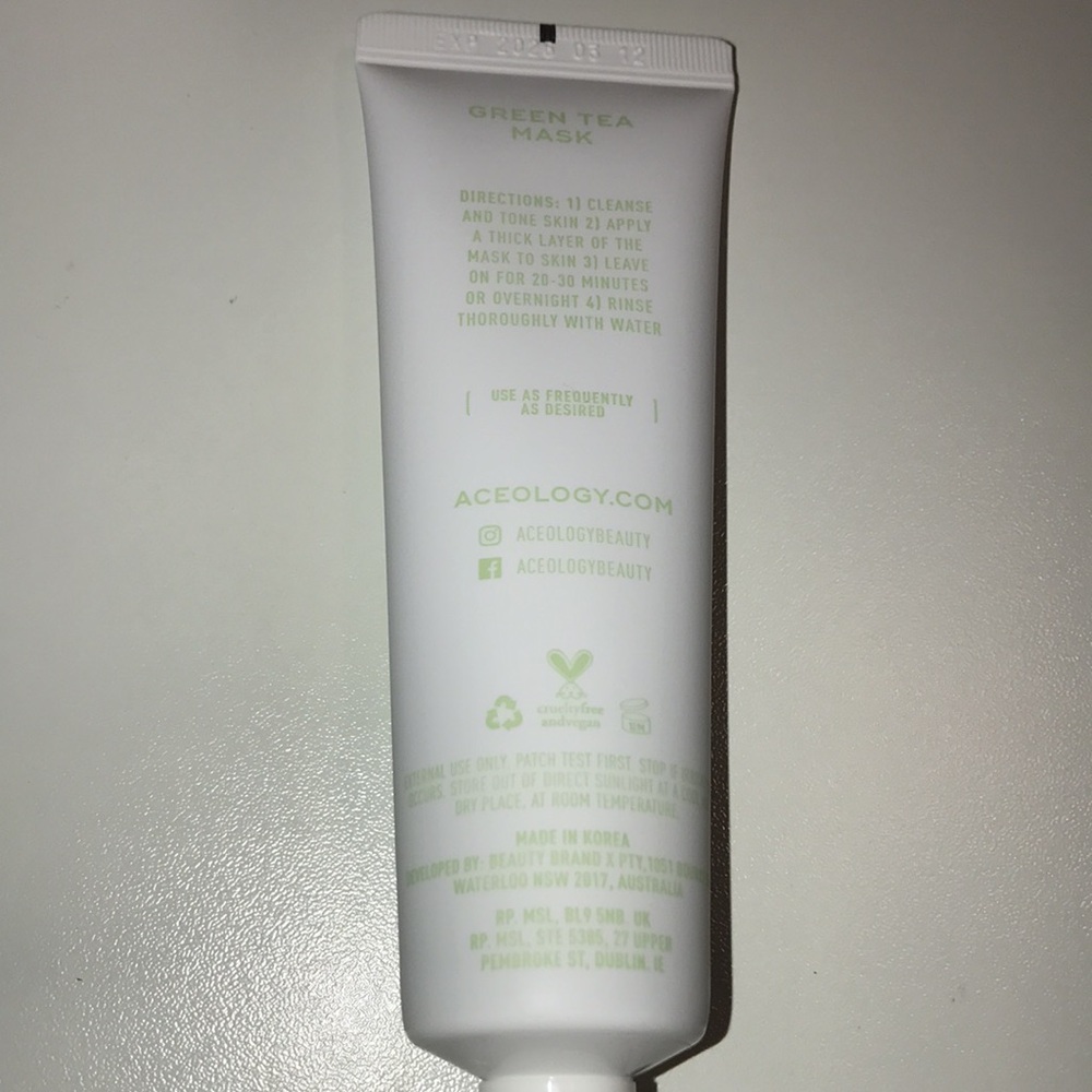 Aceology Green Tea Mask 2.19oz NEW - Picture 3 of 3